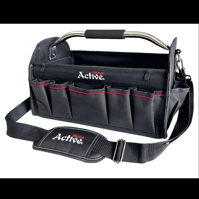 16 Inches Foldable Open Top Tool Tote Tool Bags For Men Heavy Duty Tool Carrier tool bag hard With Handle Wide Mouth Electrician Tool Tote Many Pockets Can Hold Many Tool